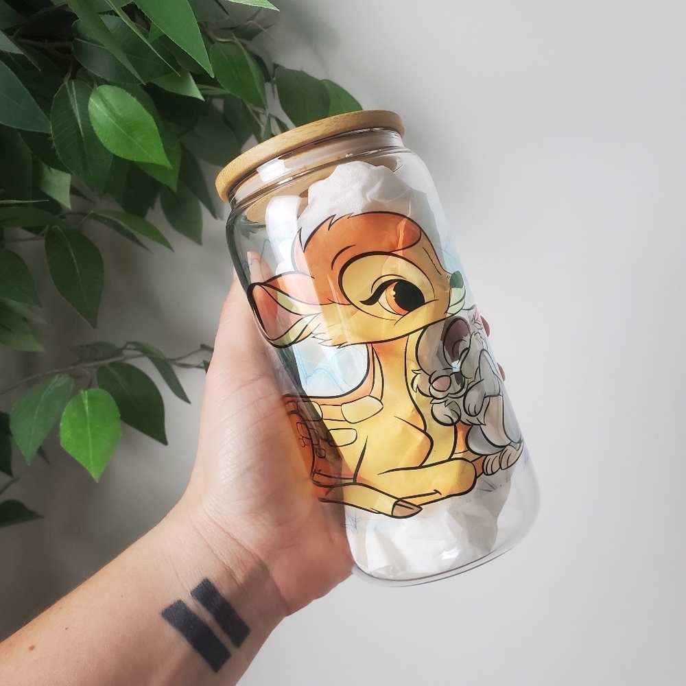 3/$30 NEW Disney Bambi Glass Jar with Lid
